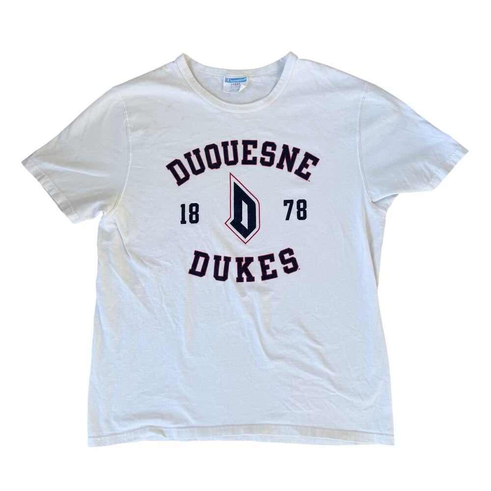 Vtg 1990s Champion Duquesne Dukes University
Dukes Logo T Shirt Large